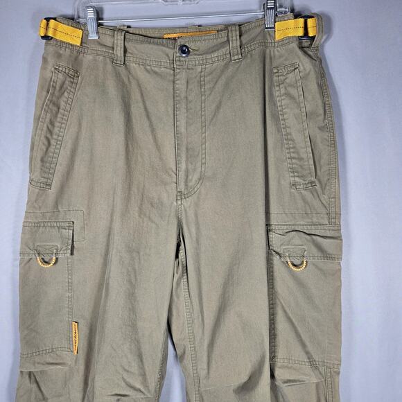 Abercrombie Paratrooper Cargo Pants Mens M Khaki Y2K Utility D Ring 35x32 Baggy - Picture 2 of 11